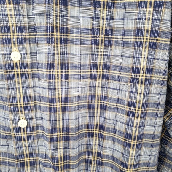 Orvis Blue Plaid Long Sleeve Button Down Shirt Mens Large Textured Cotton - Picture 2 of 12
